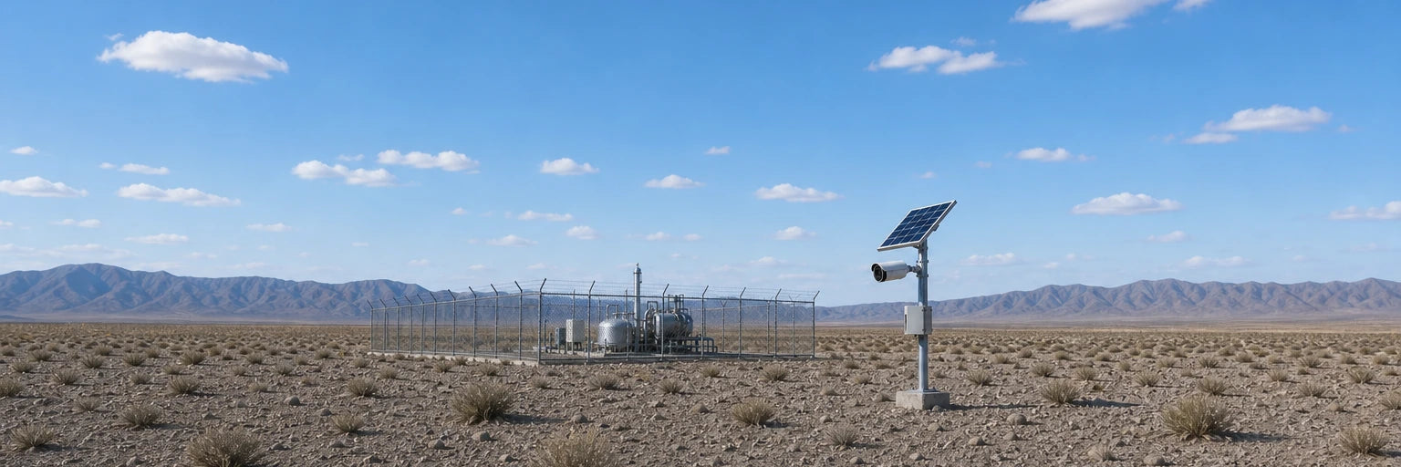 Brand-neutral solar-powered camera at a remote utility site