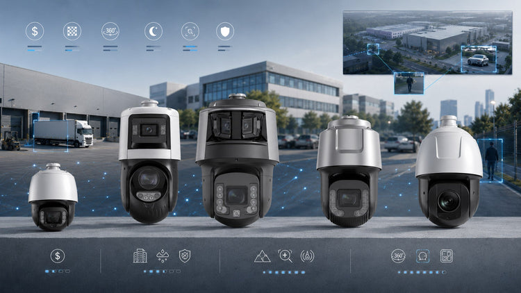 Hikvision PTZ camera price guide showing compact, outdoor, long-range, and multi-sensor PTZ camera types