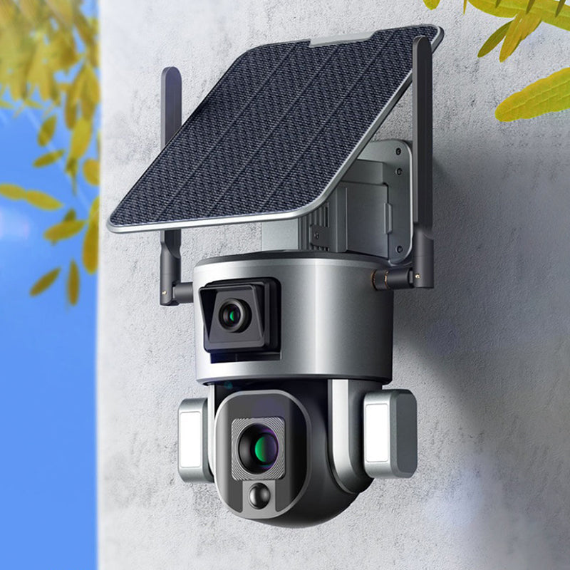 Solar Battery  4MP+4MP Dual-lens Network PTZ Camera with WIFI/4G