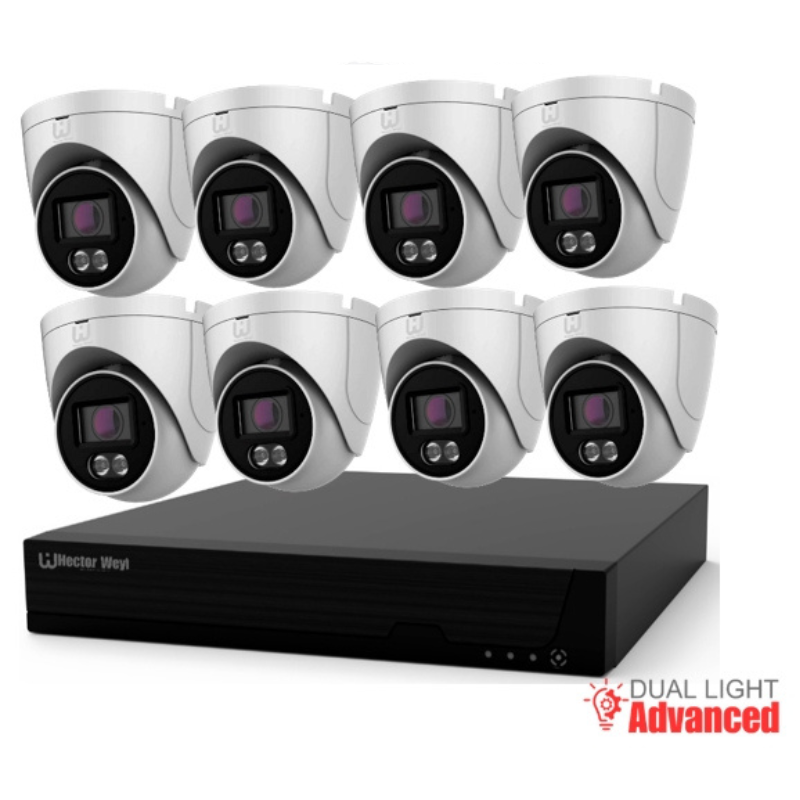 KIT8-N2108H-8P-G1241S-IL-G2 8pcs 2MP Advanced Dual Light Fixed-Focal eyeball Network Camera+1PCS  8POE 4K NVR