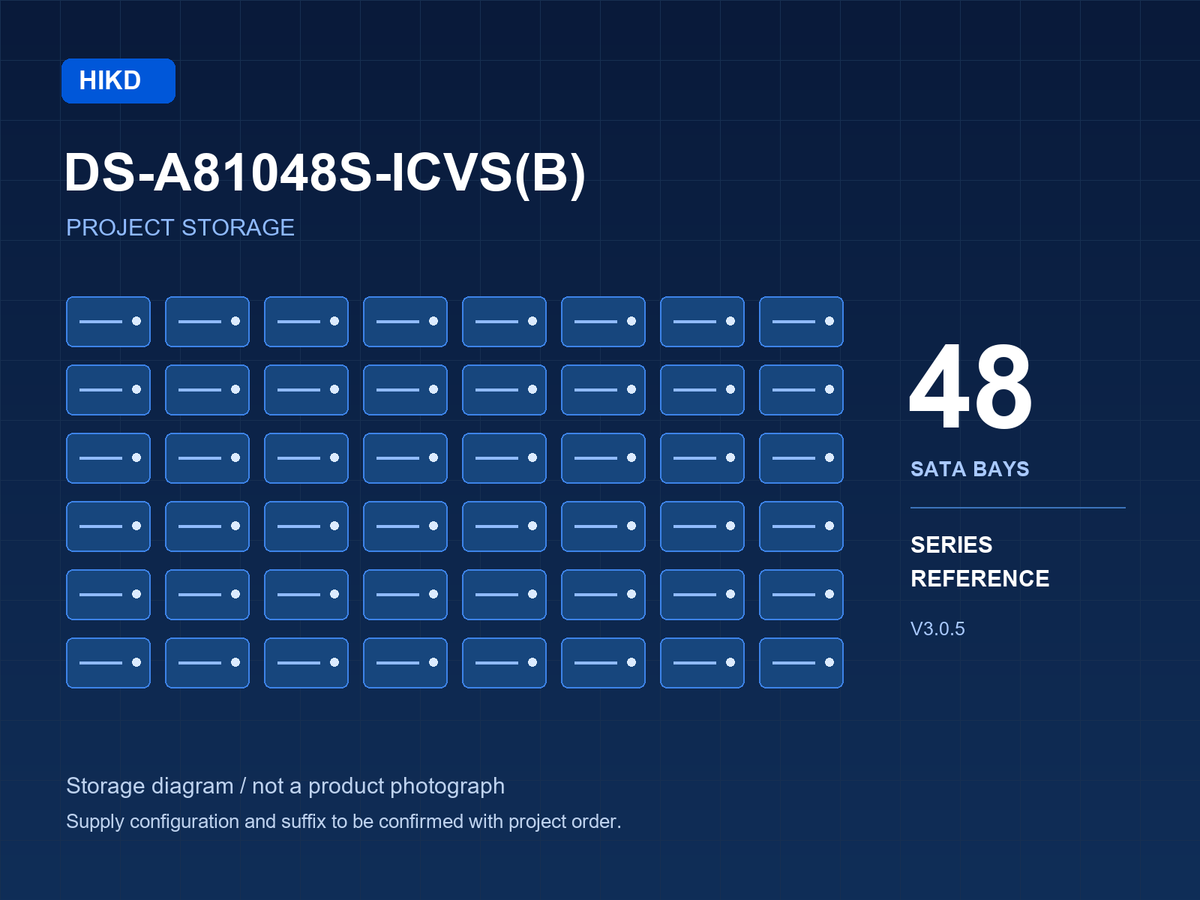 Hikvision DS-A81048S-ICVS series: original HIKD diagram of 48 disk bays; not a product photograph