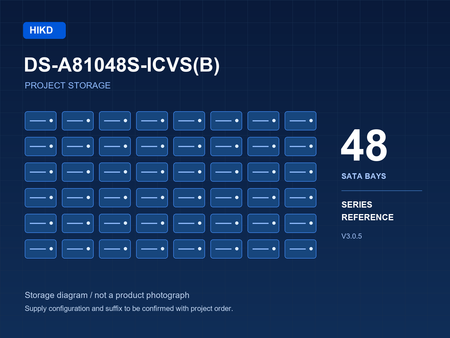Hikvision DS-A81048S-ICVS series: original HIKD diagram of 48 disk bays; not a product photograph