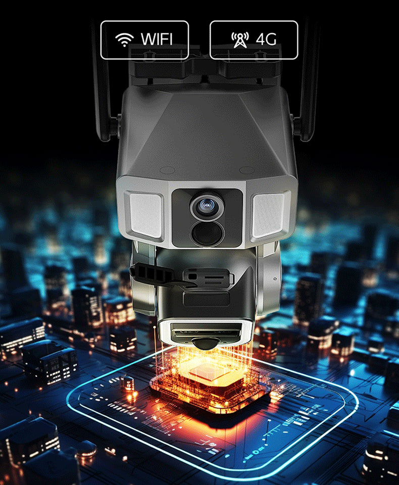 Solar Power Triple-lens 10X Zoom 4MP Wifi/4G Smart PTZ Cameras